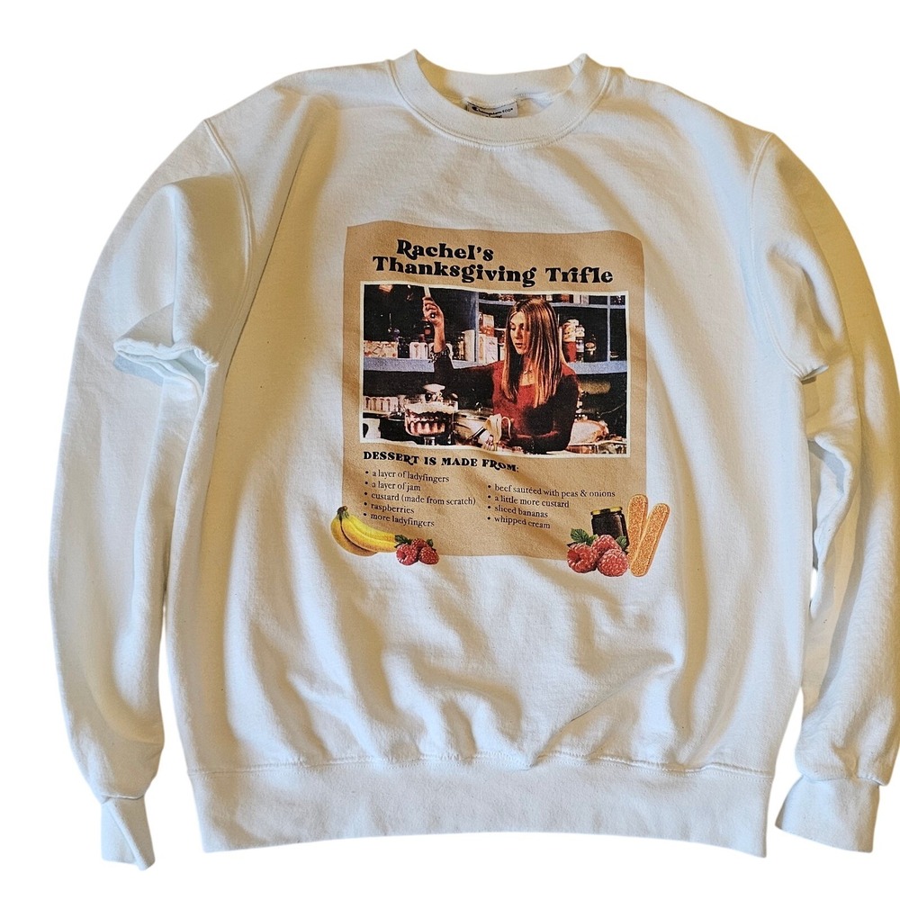 Champion Friends Rachel's Thanksgiving Trifle Graphic‎ Sweatshirt White Medium